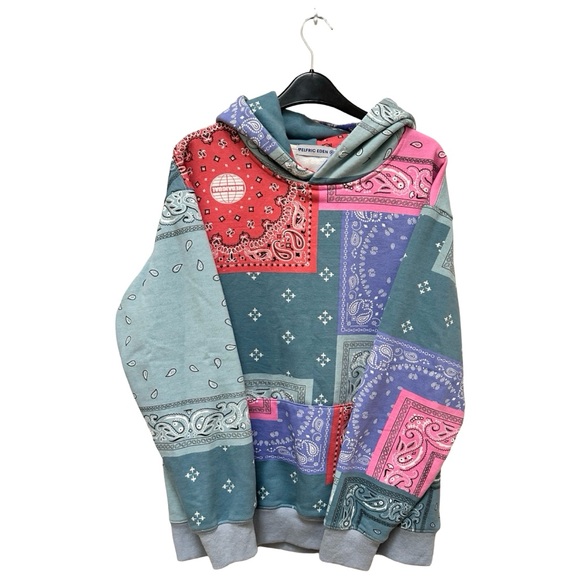Aelfric Eden Patchwork Print Cashew Hoodie Sweatshirt size M - Picture 3 of 14